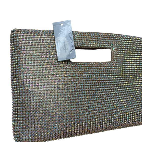 Jessica McClintock Rhinestone Cutout Handle Clutch – Y2K Evening Bag ✨ - Picture 3 of 8